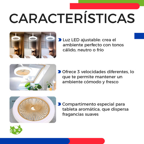 Ventilador De Techo Con Luz Led De 10 Pulgadas Para Aromaterapia Slim Company Conector E27 Ajustable 30w 350 Rpm 5 Aspas 3 Velocidades Con Control Remoto 3 Intensidades Color Amarillo