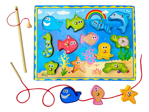 Jogo Pesca Peixe Jogo Divertido De Encaixe Com Alinhavo Cor Colorido