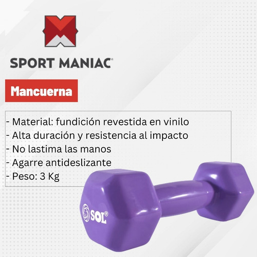 Imagen 2 de 6 de Mancuerna De 3 Kg Cada Una - Precio Por Unidad - Gym Pesas