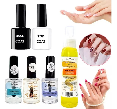 Kit De Preparación Uñas Manicura Semipermanente Base Y Top 