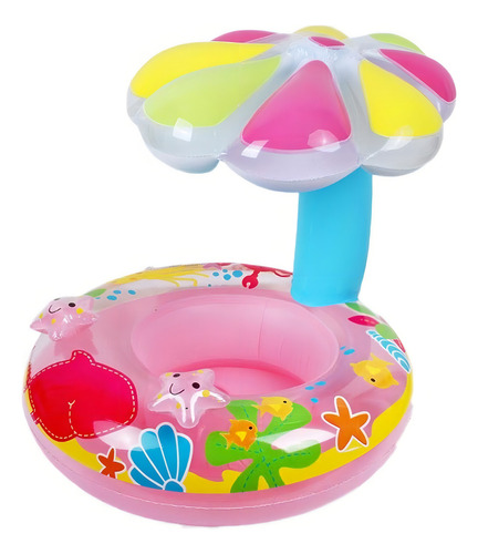 Flotador Con Sombrilla Flotador Redondo Palmera Inflable Niñ Color Rosa