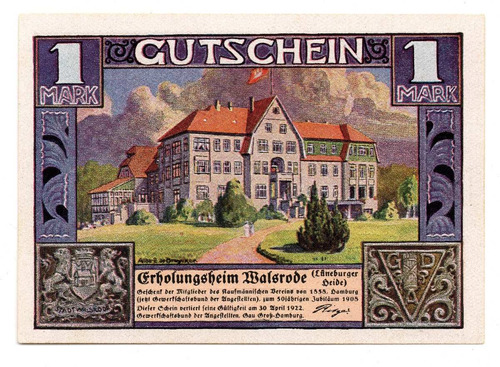 Billete Notgeld Alemania Gutschein 1922 Unc 1 Marco