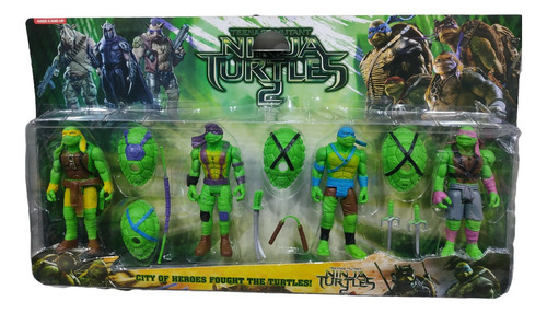Muñecos Tortugas Ninjas Blister X 4 Personajes Y Accesorios