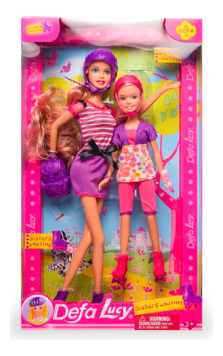 Set Muñeca Defa Lucy Con Hermanita En Patines