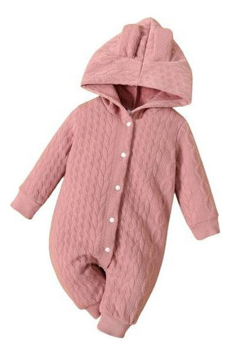 Mameluco Enterizo Con Capucha Para Bebé, Rosa