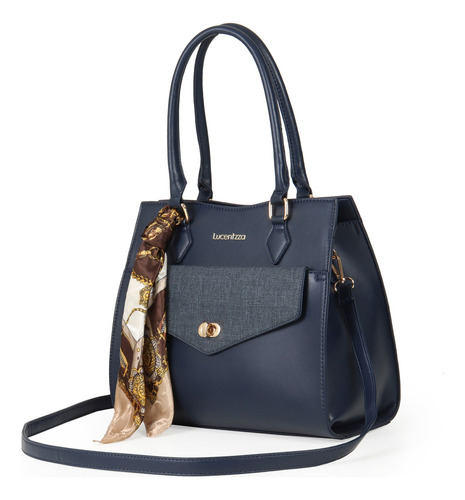 Bolsa Tote Para Mujer Lucentzza Atemporal Con Mascada Color Azul