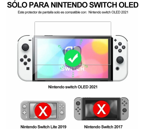 Mica Cristal Templado Nintendo Switch Oled 2021, 2 Unidades