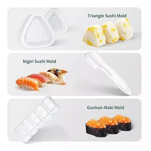 Sushi Making Kit, Delamu 21 in 1 Sushi Maker Bazooka Roller Kit with Bamboo  Mats, Chef's Knife, Triangle/Nigiri/Gunkan Sushi Mold, Chopsticks, Sauce  Dishes, Rice Spreader, User Guide 