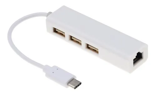 Adaptador Convertidor Tipo C A Rj45 Lan + Hub 3 Usb 2.0