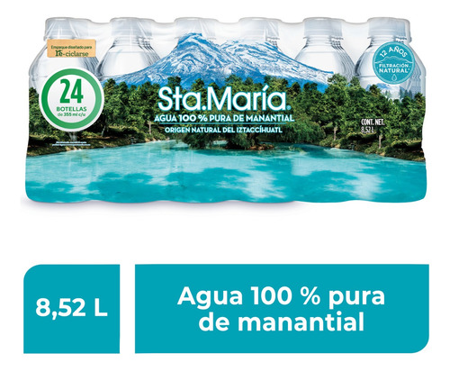 Agua Natural Santa María 355ml Pack De 24 Unidades