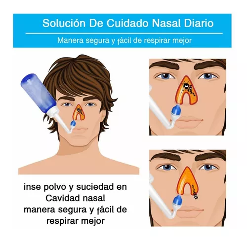 Botella De Lavado Nasal Con Dos Accesorios Con Sal