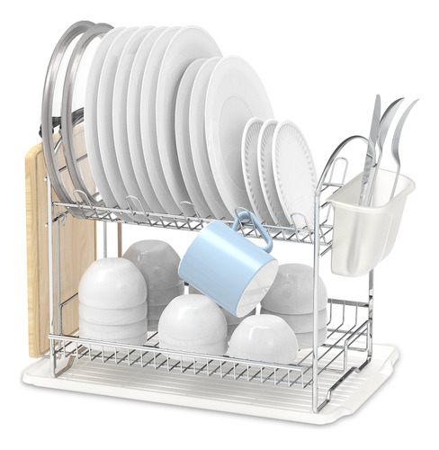 Escurridor De Platos Simple Houseware De Acero Inoxidable 2 Cromado