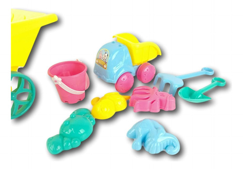 Juguete Carreta Para Playa De 9 Pcs Para Arena Con Moldes