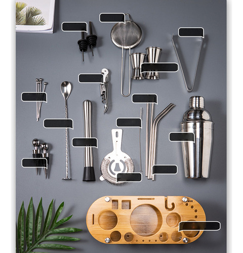 Kit Cocteleria 23pcs Profesional Bartender 750ml Con Soporte