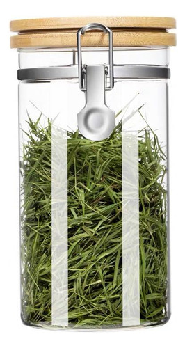Recipiente Organizador Cristal Hermetico Bambu 1000ml 2 Color Vidrio