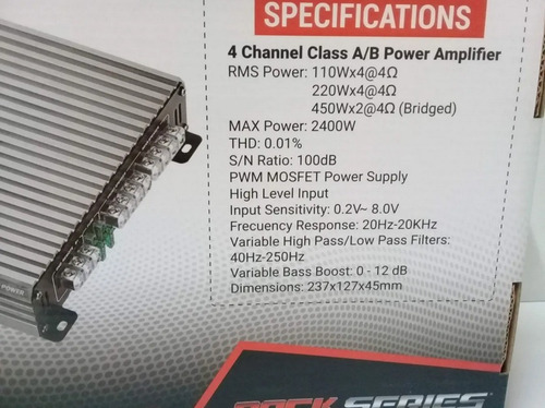 Imagen 5 de 10 de Amplificador Rock Series De 4 Canales Rks-p110.4