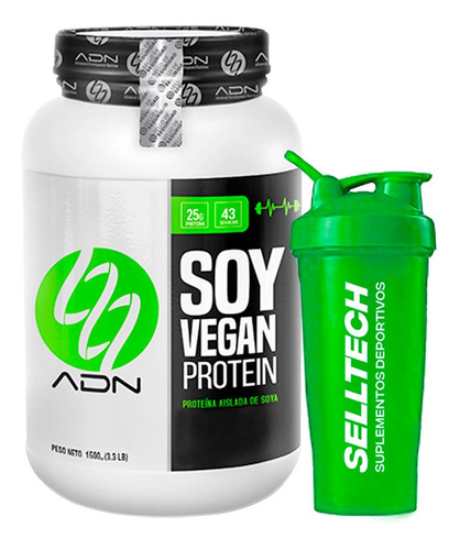 Proteína Adn Soy Vegan Protein 1.5kg Vainilla + Shaker