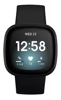 Smartwatch Fitbit Versa 3 1.58" caixa de alumínio anodizado black aluminum, pulseira black FB511