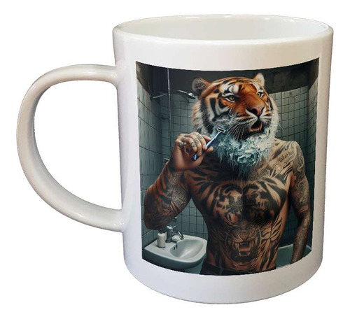 Taza Plastico Tigre Afeitandose En Baño De Subterraneo