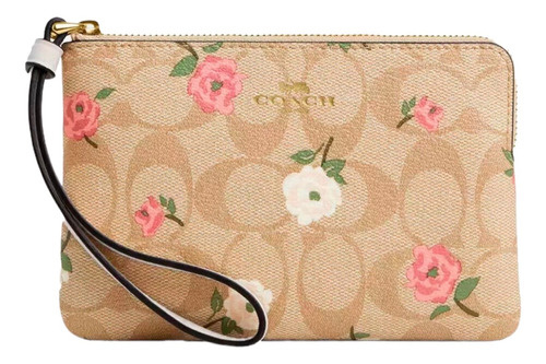 Muñequera Coach Signature Blanco Corner Zip Original F58035