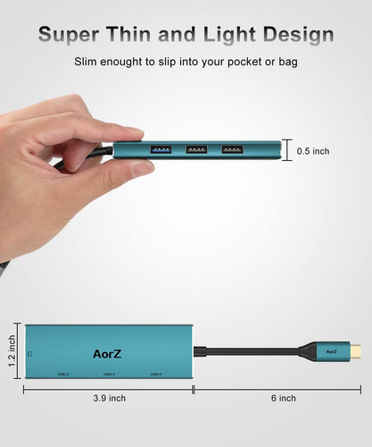 Adaptador Usb C Hub Hdmi Aorz 4 En 1 Con 4k Hdmi, Usb 3.0 Y