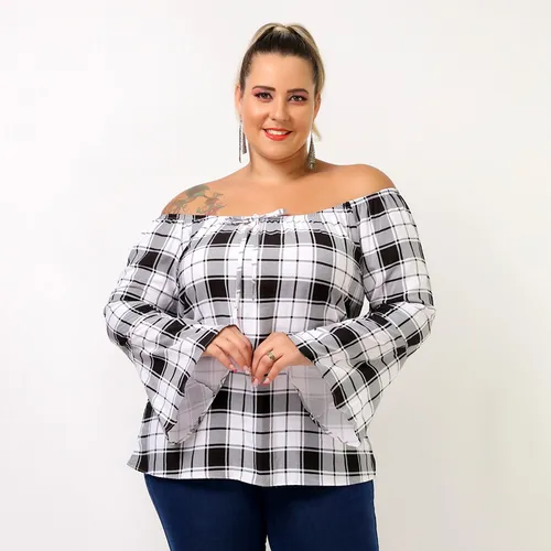 Camisa xadrez feminina plus size store mercado livre