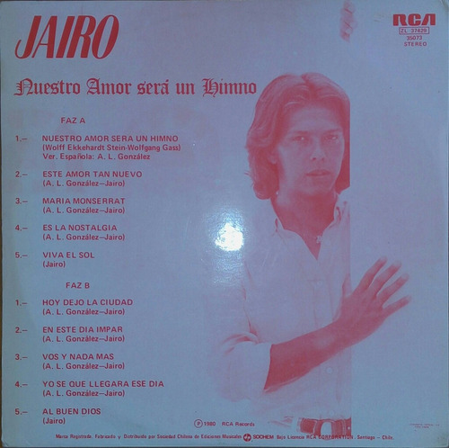 Vinilo Jairo Nuestro Amor Será Un Himno Lp (Usado)