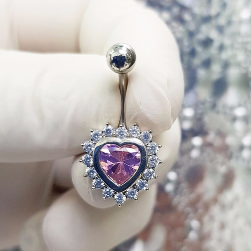 Imagen 6 de 6 de Piercing Ombligo Corazón Strass Piercing Argentina ®