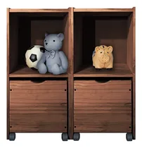 Comprar Combo 2 Baul Organizador Juguetero Cajon Ruedas 32x40x82 Color Cedro