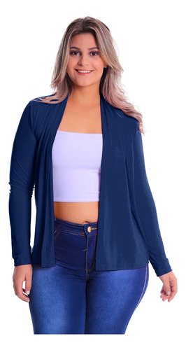 Cardigan Reto Plus Size Blazer Blusa Feminina Casaco Malha 