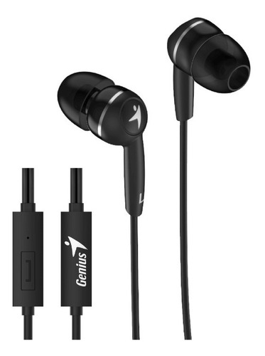 Auricular Genius Con Mic M320 In Ear Negro Cable 1.1mt