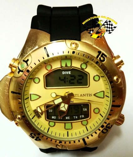 Relógio Masc Atlantis G3154 Aqualand 1060 Fundo Amarelo Peq.