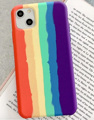 Capa De Silicone Arco Íris Para Apple iPhone 13 6.1 