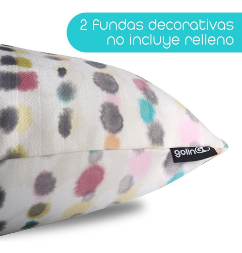 Set Fundas Cojines Sala Decorativas Estampado Cuadrado 2 Pzs Color Blanco