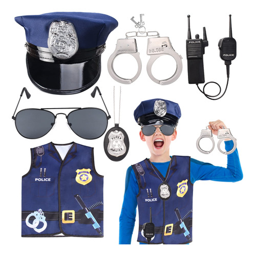Keymall Disfraz De Oficial De Policia Para Ninos, 6 Piezas,