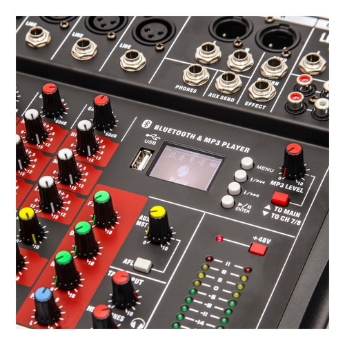 Mesa De Som Bluetooth Usb Mixer Mp3 Digital 8 Canais Le711