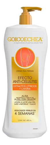  Crema anticelulitis para piernas Goicoechea Anti Celulitis Crema Para Piernas Goicoechea Anti-piel De Naranja en botella de 400mL/400g naranja