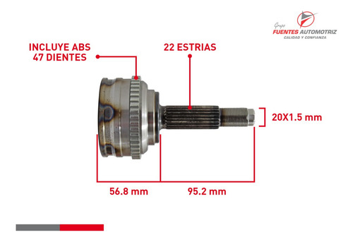 Jgo 2 Junta Espiga Lado Rueda Para Gm Aveo 1.6 2015 2016 Abs