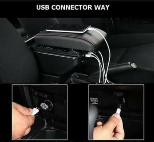 Imagen 3 de 4 de Consola Apoya Brazos Universal Para Carro Con 7 Usb