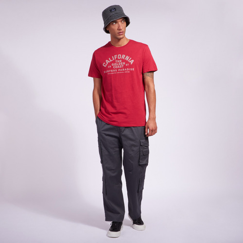 Remera Hombre Kevingston Florida Estampada Rojo Gastado