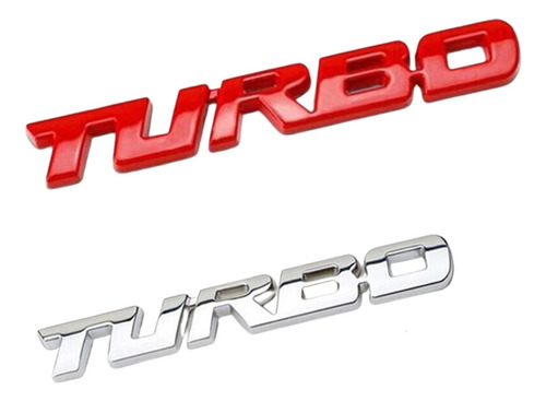 Emblema Turbo Em Metal Com Relevo Cromado Ou Vermelho