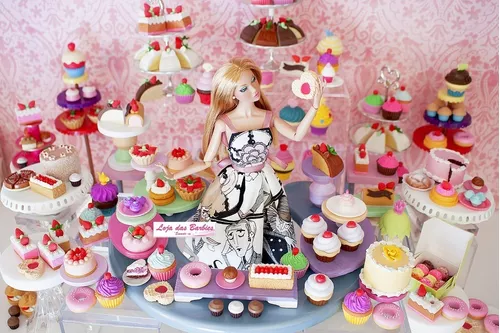 Kit Acessórios De Cozinha Para Boneca Barbie 33 Peças Miniaturas Jogo  Pratos Cumbucas Tigelas Bandejas Comida Rement