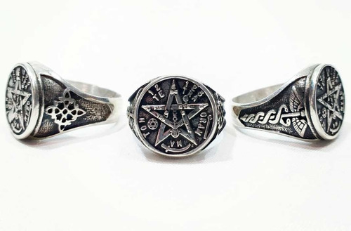 Anillo Tetragramaton Nudo Bruja Plata 1,5 Cm 10 Gr Art 1265