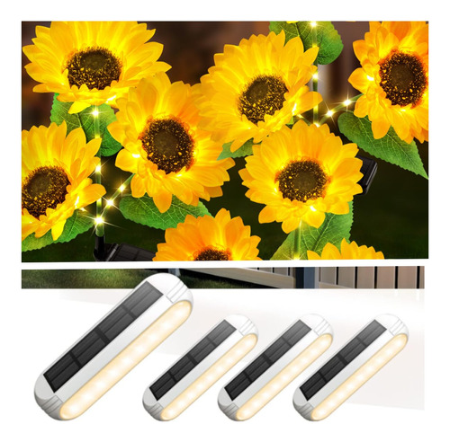 Luz Solar Jardin Impermeabl Para Exterior 3 Girasol 9 36 Led