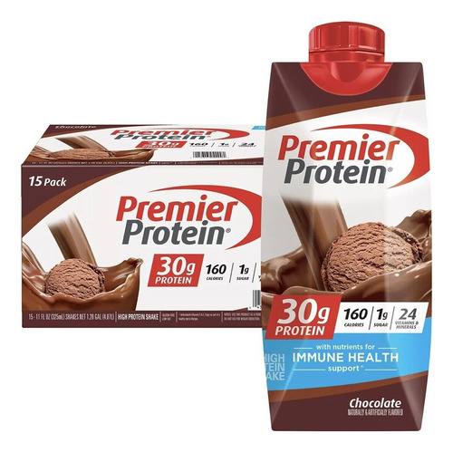 Premier Protein Malteada Alto Proteína Chocolate 15pk 325ml