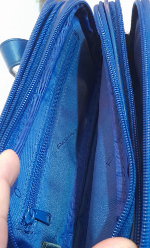 Cartera Piquadro De Mano Con Correa Regulable Azul Oscuro Lisa Níquel Azul Oscuro (Usado)