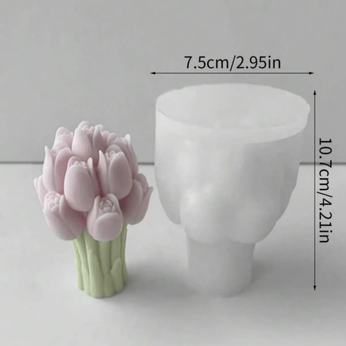 Molde Silicon Ramo Tulipanes Flor Rosas Vela Aromatica