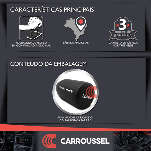 Imagem 2 de 6 de Manopla De Câmbio Lotse Clubsport Gm Preto Limitador Ré