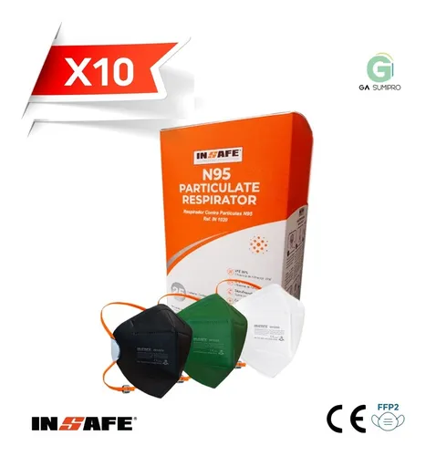 comprar 10 Unds Tapabocas Mascarillas N95 Insafe Blanco 1020 Invima