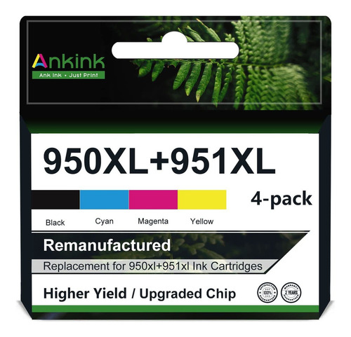 Remanuured 950xl 951xl Ink Cartridge Combo Pack High Yi...